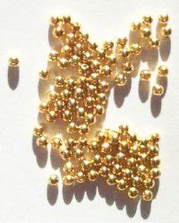 100 2mm Round Gold Plated Metal Beads